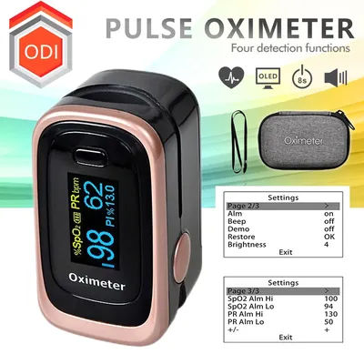 Oxymètre médical Portable Oled du bout des doigts, SPO2 PR, moniteur De sommeil 8 heures, oxygène dans le sang, étui Oximetro De Dedo