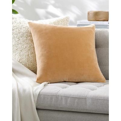 Levia 18" Square Modern Cotton Camel/Caramel/Pearl/Light Wood/Goldenrod/Honey/Mustard Lumbar Pillow - Boutique Rugs