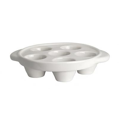 Hall China HL11655AWHA 7 1/8" Round Escargot Plate - 6 Holes, China, White
