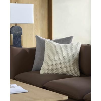 Lotem 18" Square Cottage Wool Ivory Throw Pillow - Boutique Rugs