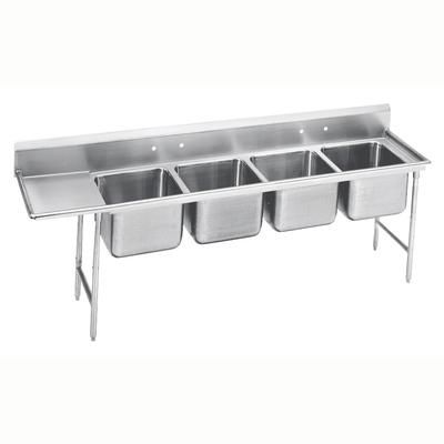 Advance Tabco 94-44-96-24L 133" 4 Compartment Sink w/ 24"L x 24"W Bowl, 14" Deep, Stainless Steel