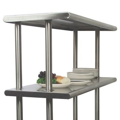 Advance Tabco CDS-18-120 Adjustable Double Overshelf, 18"W x 120"L, 6" Overhang On 1 Side, Stainless Steel