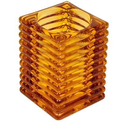 Hollowick 1511A Horizontal Rib Glass Block Lamp, 4 1/8" H x 2 7/8" W, Amber, Yellow