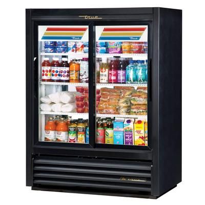 True GDM-41C-48-HC-LD 48" GDM Series 2 Section Glass Door Merchandiser - 2 Sliding Doors, Black, 115v | True Refrigeration