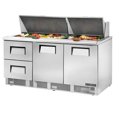 True TFP-72-30M-D-2-HC DL 72" Sandwich/Salad Prep Table w/ Refrigerated Base, 115v, Stainless Steel | True Refrigeration