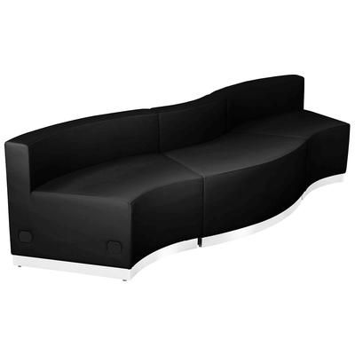Flash Furniture ZB-803-720-SET-BK-GG 3 Piece Modular Reception Sofa Set - LeatherSoft Upholstery, Black