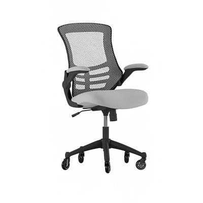Flash Furniture BL-X-5M-DKGY-RLB-GG Swivel Office Chair w/ Mid Back & Roller Wheels - Gray Mesh Back & Seat, Dark Gray Mesh