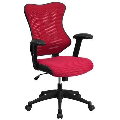 Flash Furniture BL-ZP-806-BY-GG Swivel Office Chair w/ High Back - Burgundy Mesh Back & Seat, Black