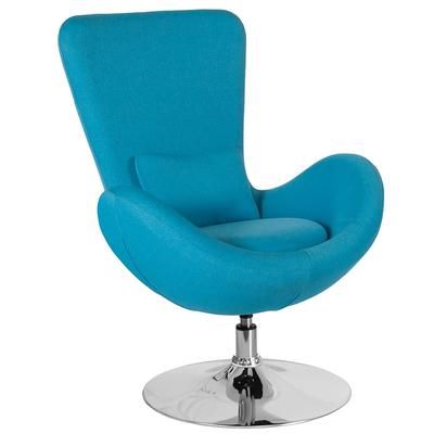 Flash Furniture CH-162430-AQ-FAB-GG Swivel Reception Arm Chair - Aqua Fabric Upholstery, Chrome