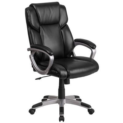 Flash Furniture GO-2236M-BK-GG Swivel Office Chair w/ Mid Back - Black LeatherSoft Upholstery