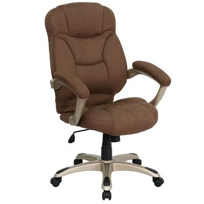 Flash Furniture GO-725-BN-GG Swivel Office Chair w/ High Back - Brown Microfiber Upholstery, Black