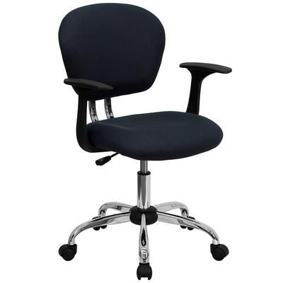 Flash Furniture H-2376-F-GY-ARMS-GG Swivel Office Arm Chair w/ Mid Back - Gray Mesh Back & Seat