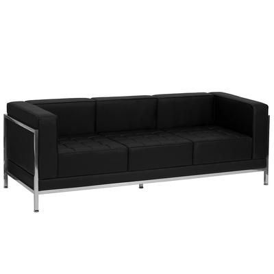 Flash Furniture ZB-IMAG-SOFA-GG 79" Sofa w/ Black LeatherSoft Upholstery - Stainless Steel Legs & Accent Bar