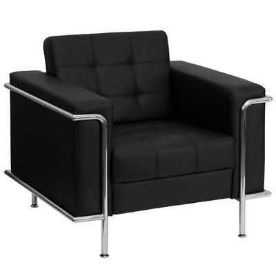 Flash Furniture ZB-LESLEY-8090-CHAIR-BK-GG Reception Chair w/ Black LeatherSoft Upholstery & Stainless Legs