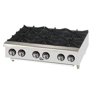 Star 606HF 36" Gas Hotplate w/ 6 Burners & Manual Controls, Convertible, Stainless Steel, Gas Type: LP