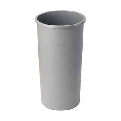 Winco PTCR-22G 22 Gallon Round Trash Can - Plastic, Gray
