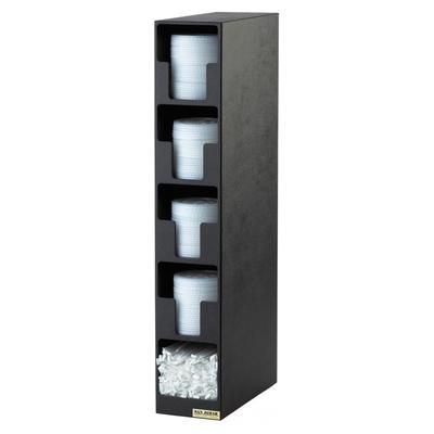 San Jamar L2204 Dimension Lid Tower, 4 Lid, 1 Straw, Black Poly
