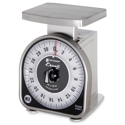 San Jamar SCMDL2 Escali 2 lb Mechanical Dial Scale - 4 5/8" x 6", Stainless Steel