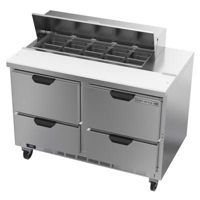 Beverage-Air SPED48HC-10-4 48" Hydrocarbon Series Sandwich/Salad Prep Table w/ Refrigerated Base, 115v, Stainless Steel