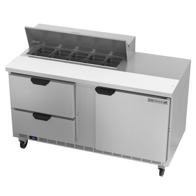 Beverage-Air SPED60HC-10-2 60" Hydrocarbon Series Sandwich/Salad Prep Table w/ Refrigerated Base, 115v, Stainless Steel