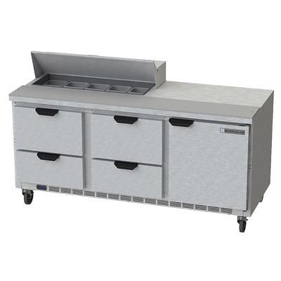 Beverage-Air SPED72HC-10-4 72" Hydrocarbon Series Sandwich/Salad Prep Table w/ Refrigerated Base, 115v, Stainless Steel