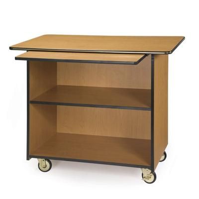 Lakeside 67109 45 1/2" Mobile Enclosed Beverage Service Cart w/ 3 Levels & Pull Out Shelf - Wood, Maple, Brown
