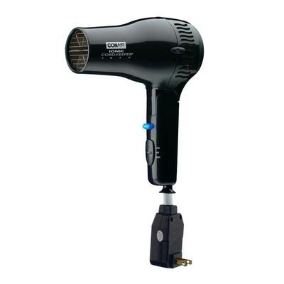 Conair Hospitality 169BIW Folding Hair Dryer w/ Cool Shot Button - 2 Heat/Speed Settings, Black, 1875 W