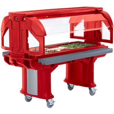 Cambro VBRLHD6158 65 1/8" Versa Food Bar Cold Food Bar - 5 Pan Capacity, Floor Model, Hot Red, Low Height