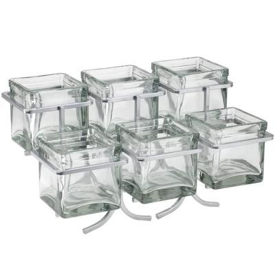 Cal-Mil 1809-39 Rectangular 6 Compartment Condiment Jar Display - Clear/Silver