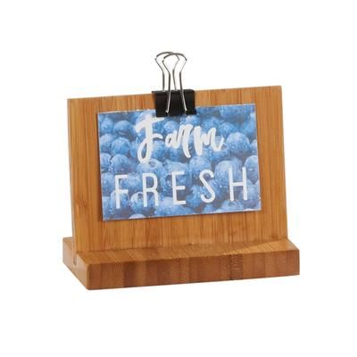 Cal-Mil 2036-32-60 Tabletop Clipboard Menu Card Holder - 4"W x 3 1/4"H, Bamboo, Brown