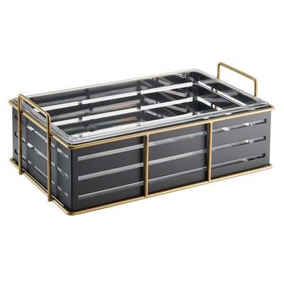 Cal-Mil 22085-12-90 Ice Housing w/ Clear Plastic Ice Pan - 22"W x 13 1/2"D x 6 3/4"H, Wire Frame, Black/Gold
