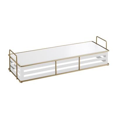 Cal-Mil 22087-5-15 Rectangular Empire Riser - 20 1/2" x 7" x 5"H, Metal, White/Gold