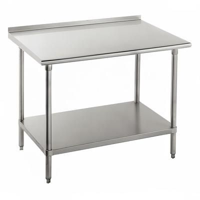 Advance Tabco SFG-369 108" 16 ga Work Table w/ Undershelf & 430 Series Stainless Steel Top, 1 1/2" Backsplash
