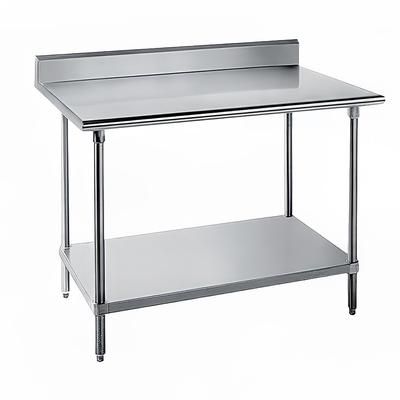 Advance Tabco SKG-244 48" 16 ga Work Table w/ Undershelf & 430 Series Stainless Steel Top, 5" Backsplash