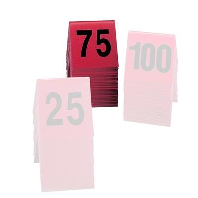 Cal-Mil 226-2 Tabletop Number Tents - 51 75, 3" x 3", Red/Black