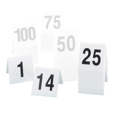 Cal-Mil 227 Tabletop Number Tents - 1 25, 3" x 3", White/Black