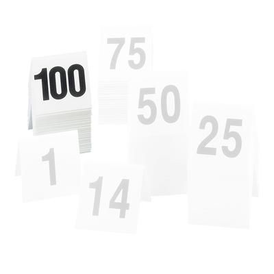 Cal-Mil 227-3 Tabletop Number Tents - 76 100, 3" x 3", White/Black