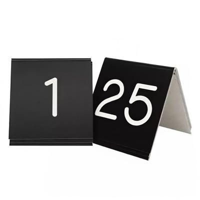 Cal-Mil 271C-2 Tabletop Number Tent - 51 to 75, 3 1/2"W x 5"H, Plastic, Black/White