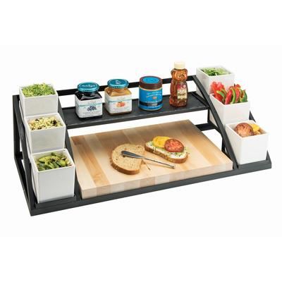 Cal-Mil 3455 Display Stand w/ Cutting Board & 3 Jars - 28 1/2"W x 12 1/2"D x 9 3/4"H, Metal, Black