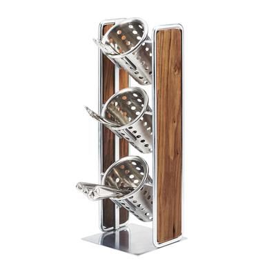 Cal-Mil 3715-49 19 1/2" 3 Section Cylinder Display, Walnut/Chrome, Brown