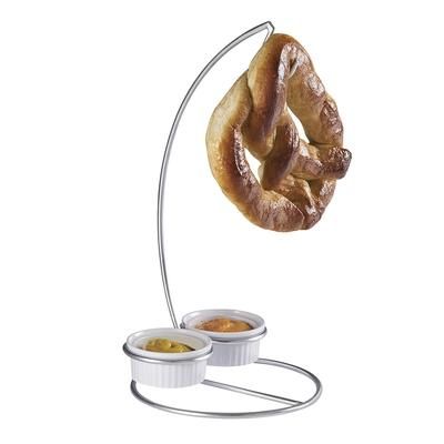 Cal-Mil 4201 Single Pretzel Holder w/ 2 Melamine Ramekins, Silver