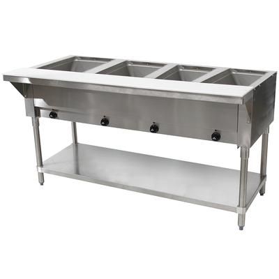 Advance Tabco SW-4E-120 62 3/8" Hot Food Table w/ 4 Wells & Cutting Board, 120v, Silver