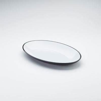 American Metalcraft NP14 14" x 9" Oval Platter - Melamine, Black/White