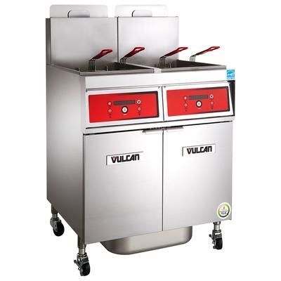 Vulcan 4VK45AF NG Commercial Gas Fryer - (4) 50 lb Vats, Floor Model, Natural Gas, 4 Units, Solid State Analog Controls & KleenScreen Filtration, Stainless Steel, Gas Type: NG