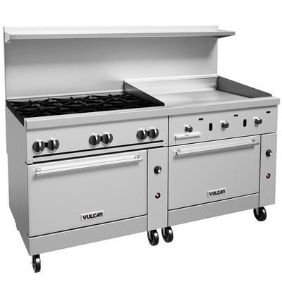 Vulcan 72CC-6B36GT LP 72" 6 Burner Commercial Gas Range w/ Griddle & 2 Convection Ovens, Liquid Propane, Stainless Steel, Gas Type: LP