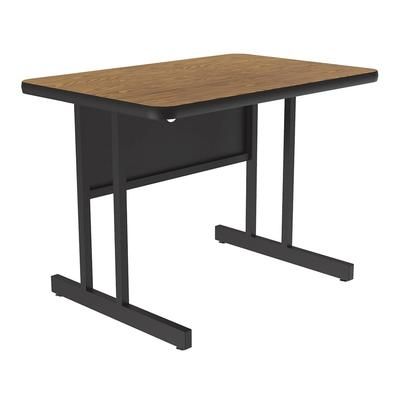 Correll CS2448-06-09-09 Rectangular Desk Height Work Station, 48"W x 24"D - Medium Oak/Black T-Mold, Brown