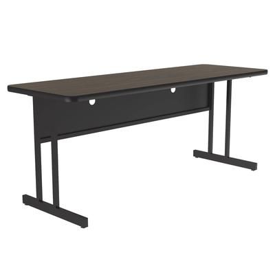 Correll WS2472-01-09-09 Rectangular Desk Height Work Station, 72"W x 24"D - Walnut/Black T-Mold, Brown