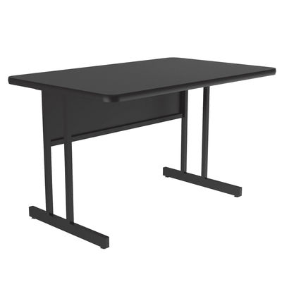 Correll WS3048-07-09-09 Rectangular Desk Height Work Station, 48"W x 30"D - Black Granite/Black T-Mold