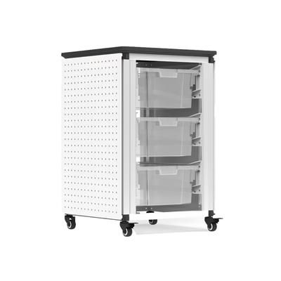 Luxor MBS-STR-11-3L 28 3/4" Single Modular Classroom Storage Cabinet w/ 3 Large Bins, Steel, White