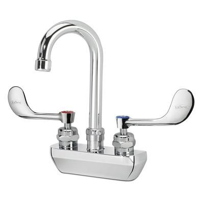 Krowne 14-400L-W-E2 Wall Mount Faucet w/ 3 1/2" Gooseneck Spout & VR Wrist Action Handles - 4" Centers, 0.5 GPM